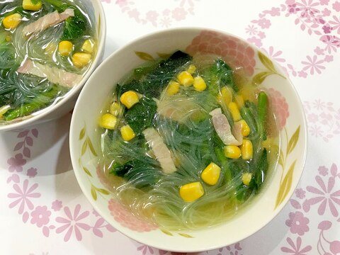 春雨と菜の花のスープ